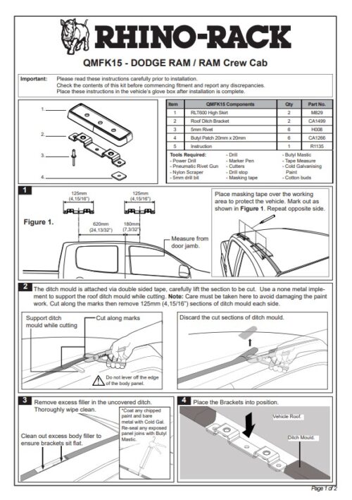 Heavy Duty RLT600 Ditch Mount Black 2 Bar Roof Rack - Image 2