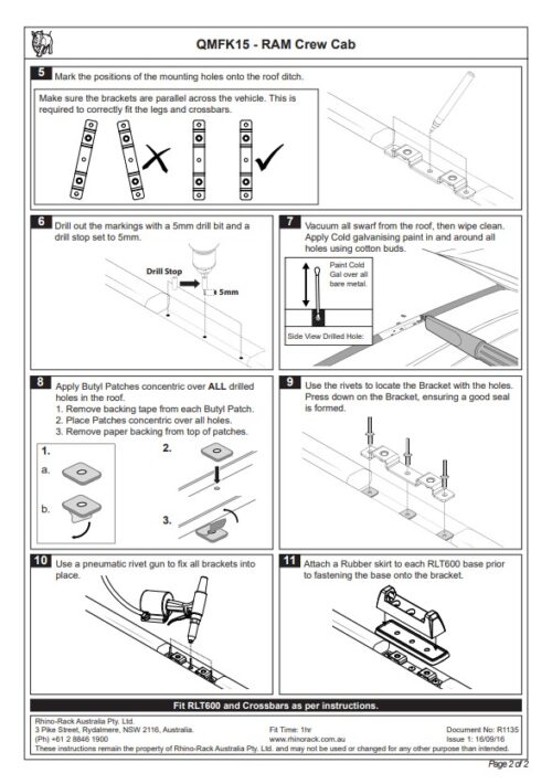 Heavy Duty RLT600 Ditch Mount Black 2 Bar Roof Rack - Image 3