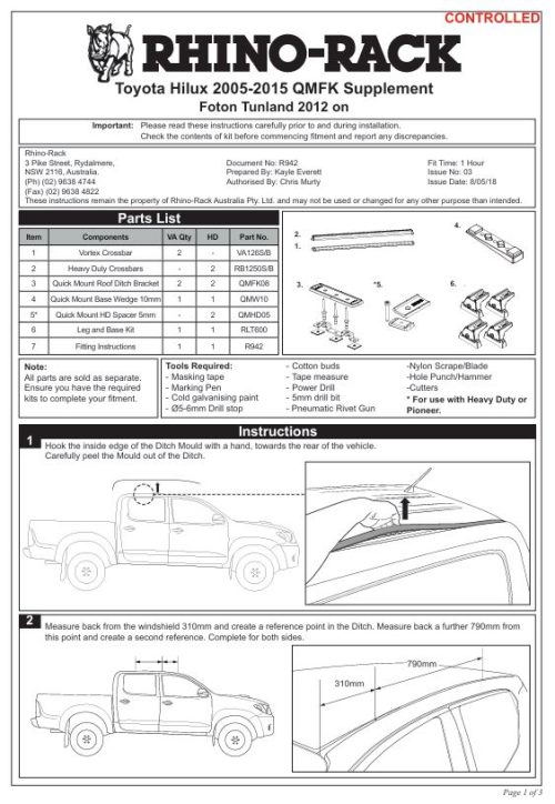 Vortex RLT600 Ditch Mount Black 2 Bar Roof Rack - Image 11