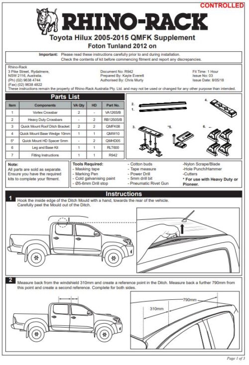 Heavy Duty RLT600 Ditch Mount Black 2 Bar Roof Rack - Image 5